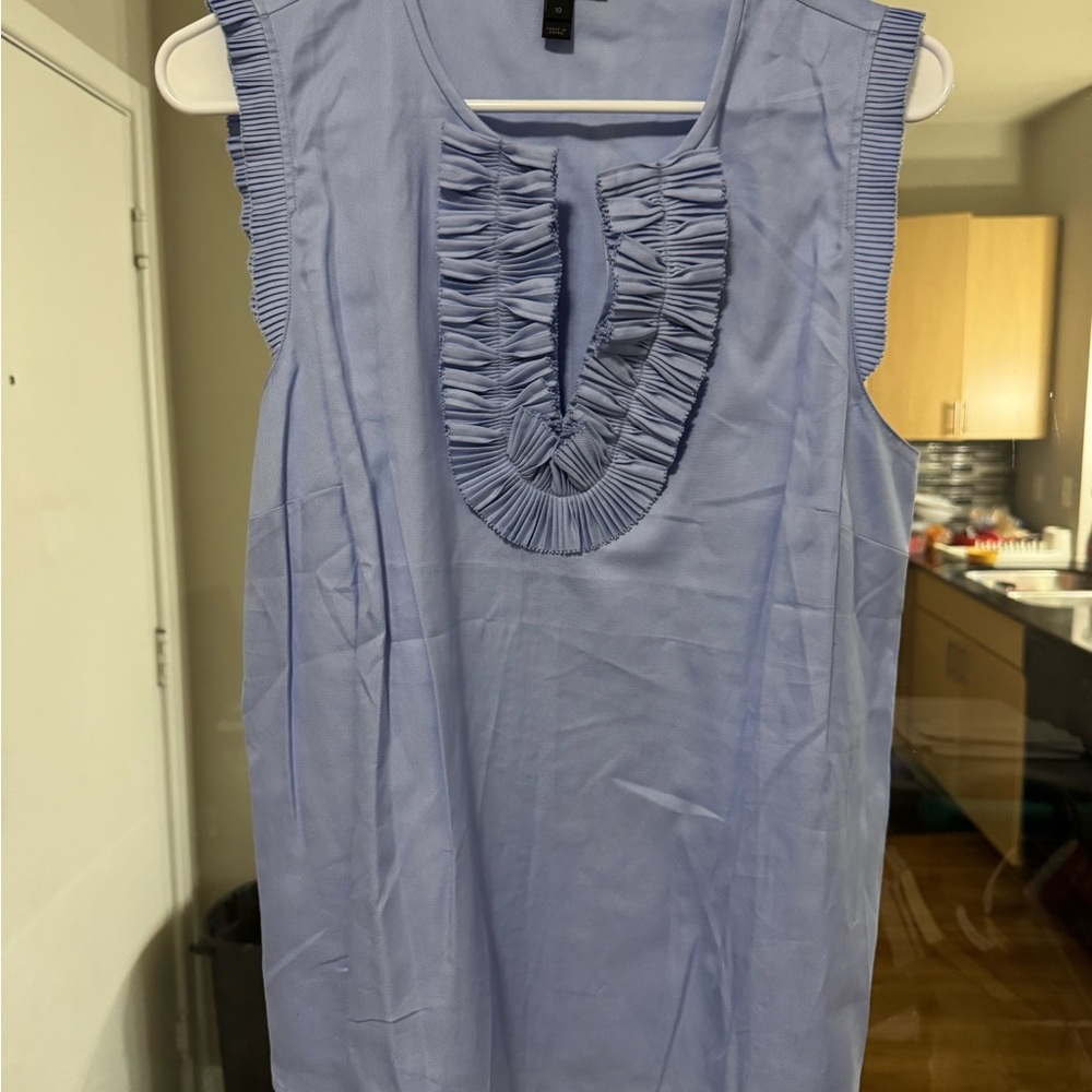 J. Crew Soft Blue Ruffle Detail Blouse
